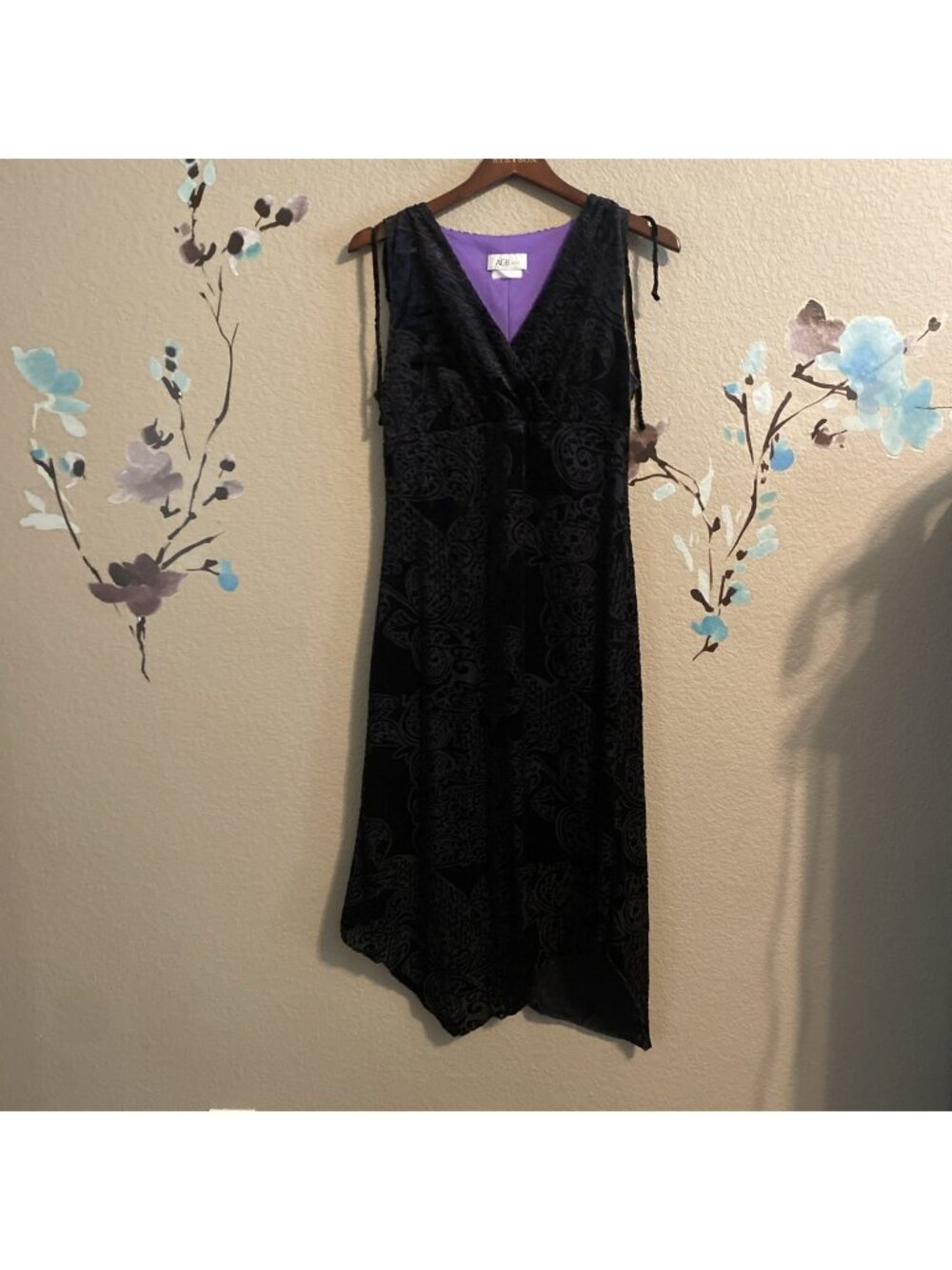 Vintage Y2K Whimsygoth Asymmetrical Velvet Burnout Dress Fairy M Abyer